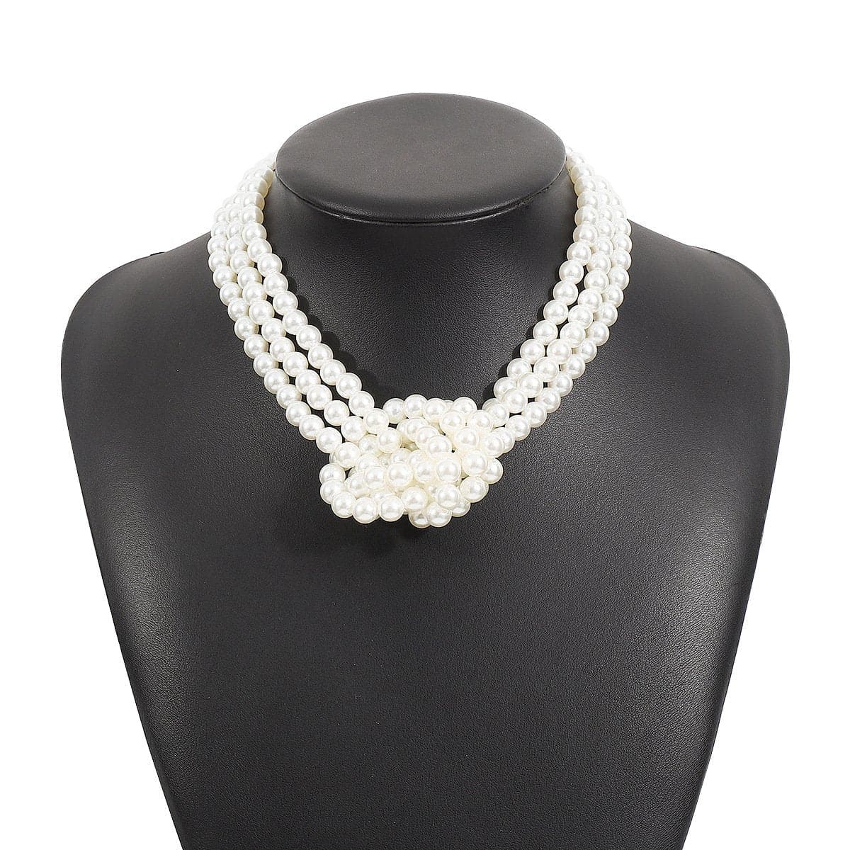Layered beaded faux pearl necklace