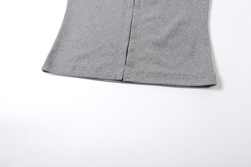 Ribbed lace hem button cami top