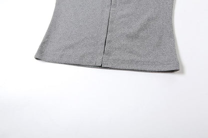 Ribbed lace hem button cami top