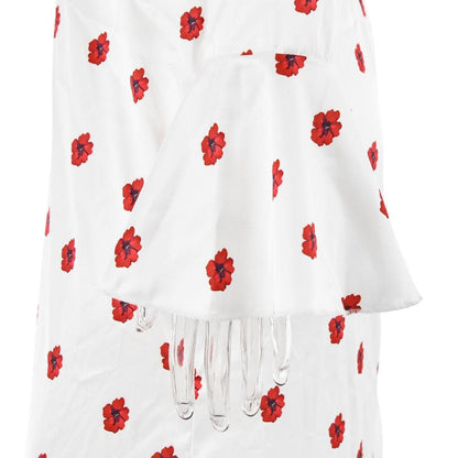 Long flared sleeve flower print zip-up maxi dress