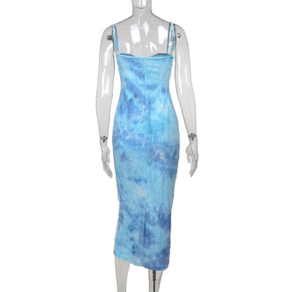 Tie dye backless cami midi dress
