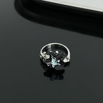 Star decor open rhinestone ring