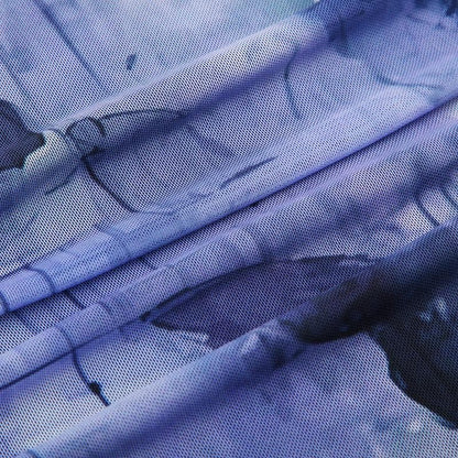 Mesh lace hem butterfly print cami maxi dress