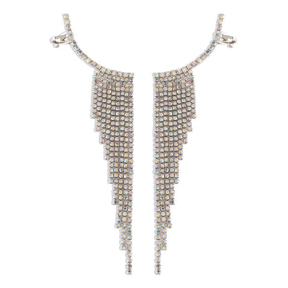 Tassels rhinestone pendant irregular earrings