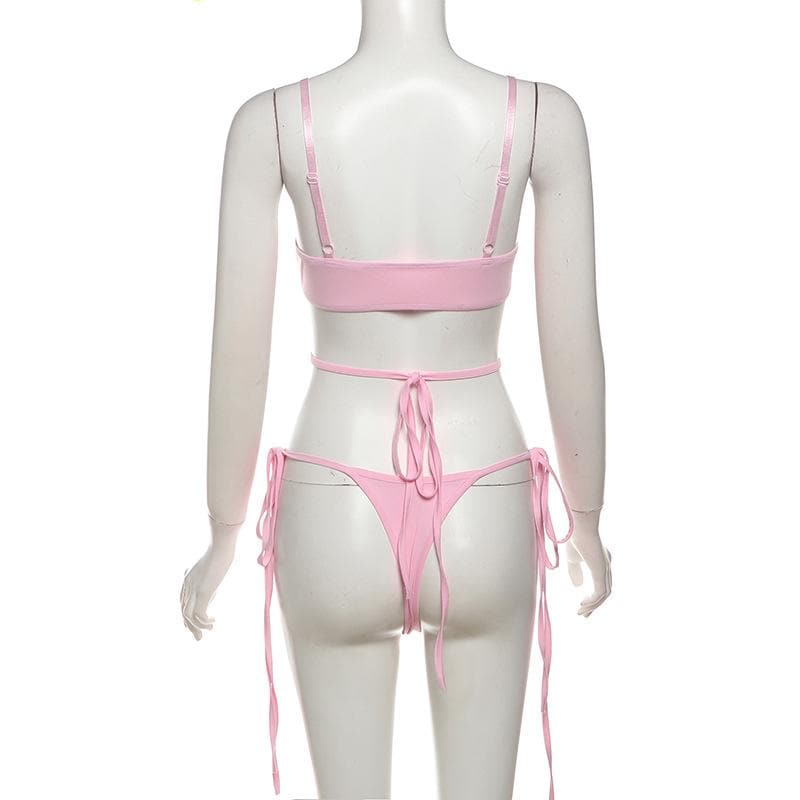 Lace butterfly pattern cross front hollow out cami bodysuit