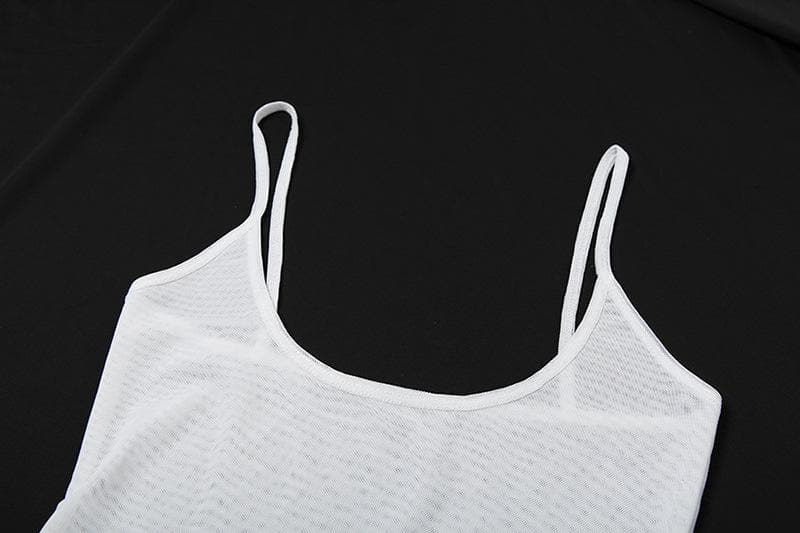 V neck rose applique contrast 2 piece cami top