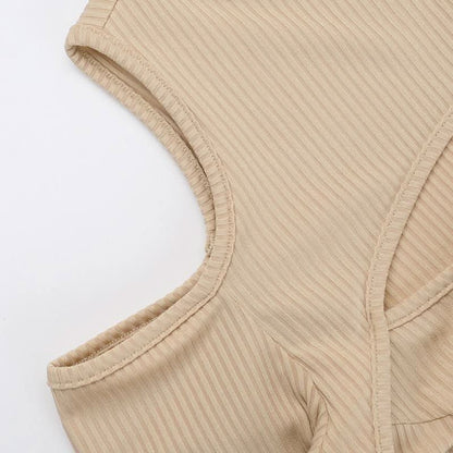 Long sleeve off shoulder knitted hollow out self tie cut out mini dress