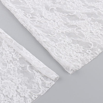 Bowknot ribbon lace see through pant