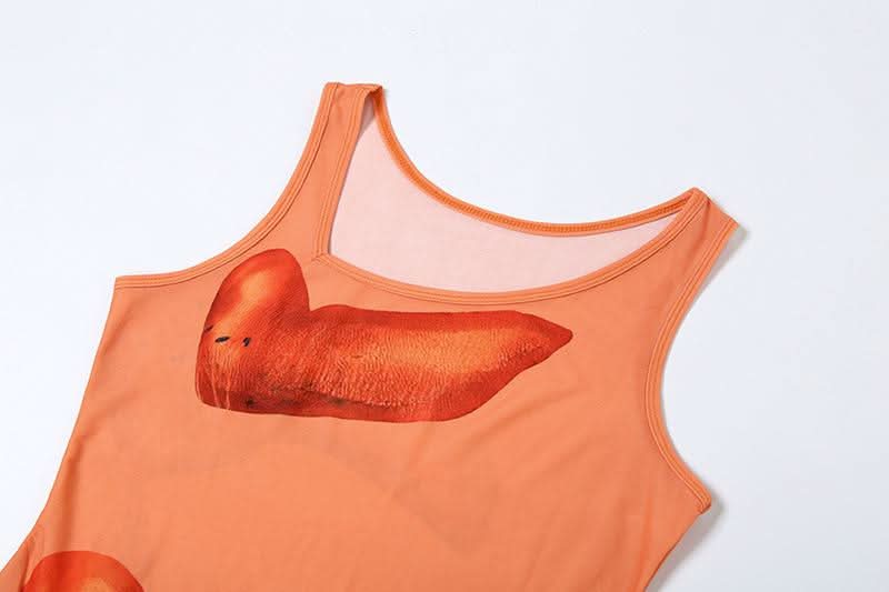 Irregular u neck flower print see through maxi dress