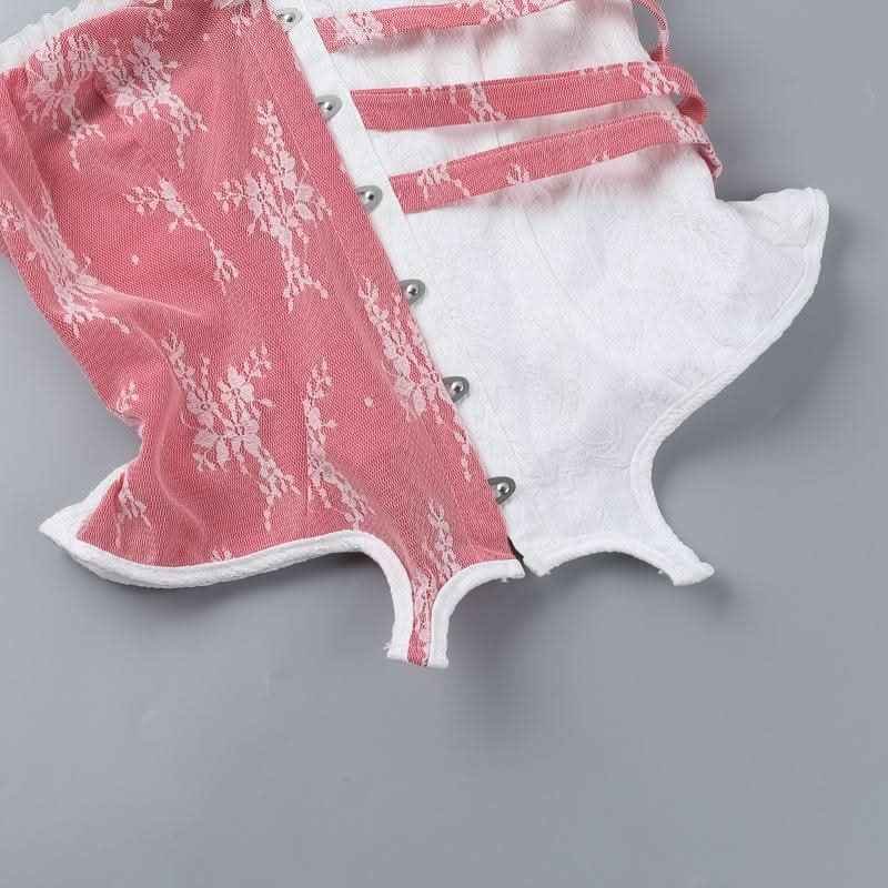 Sweetheart neck contrast button ruffle tube top