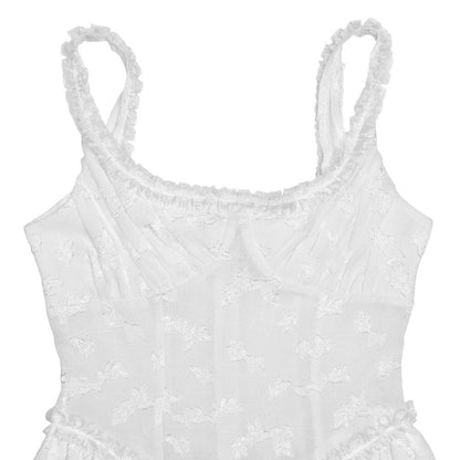 Sweetheart neck ruched textured ruffle cami maxi dress