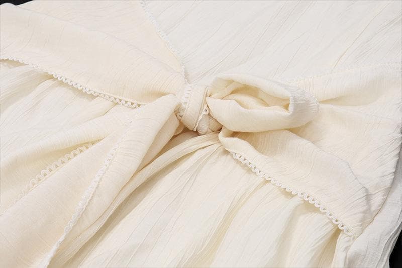 Halter sweetheart neck chiffon ruched bowknot zip-up mini dress