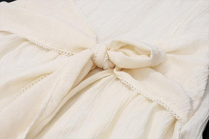 Halter sweetheart neck chiffon ruched bowknot zip-up mini dress