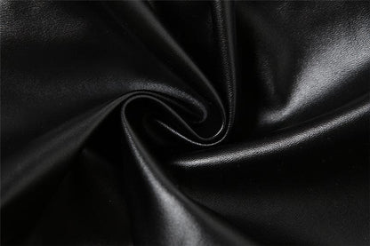 PU leather ruched sweetheart neck solid tube top
