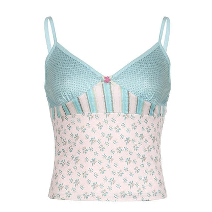 V neck bowknot print cami top