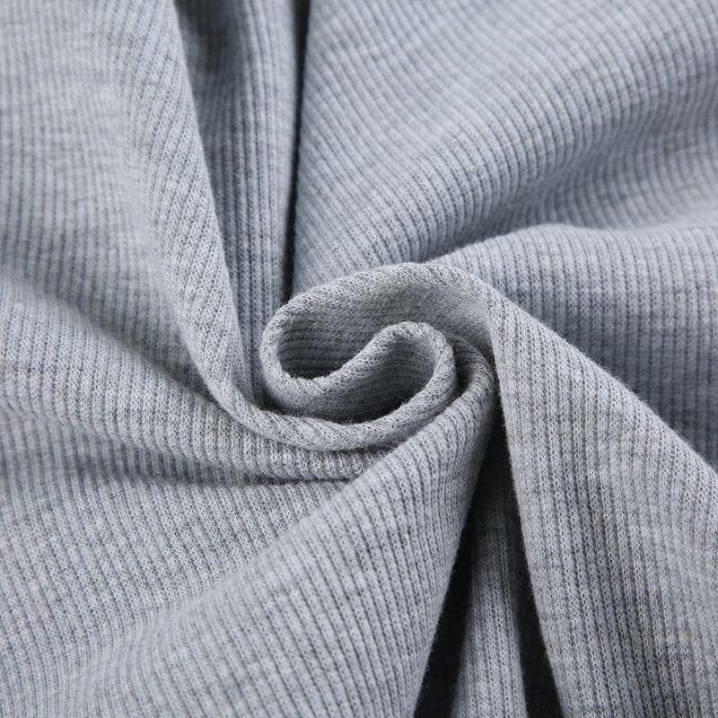 Ruffle solid ribbed contrast long sleeve cross front crop top
