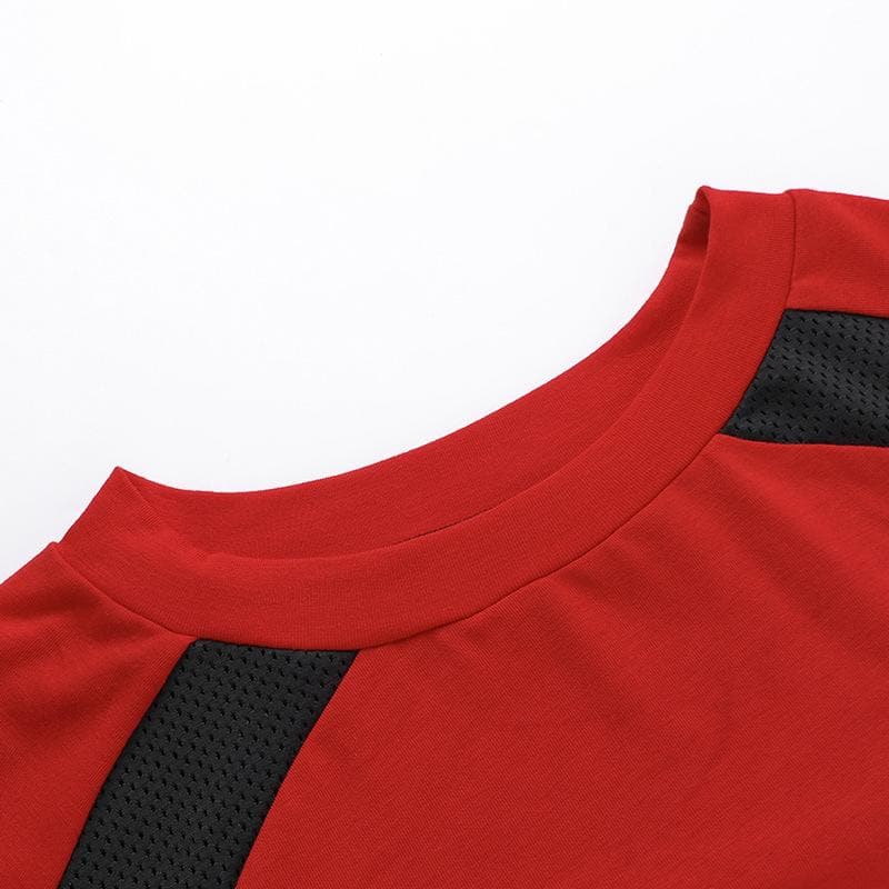 Short sleeve crewneck letter print contrast top