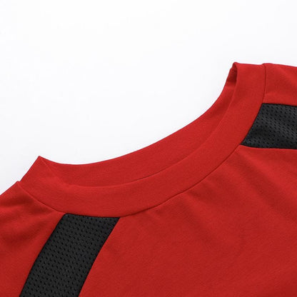Short sleeve crewneck letter print contrast top
