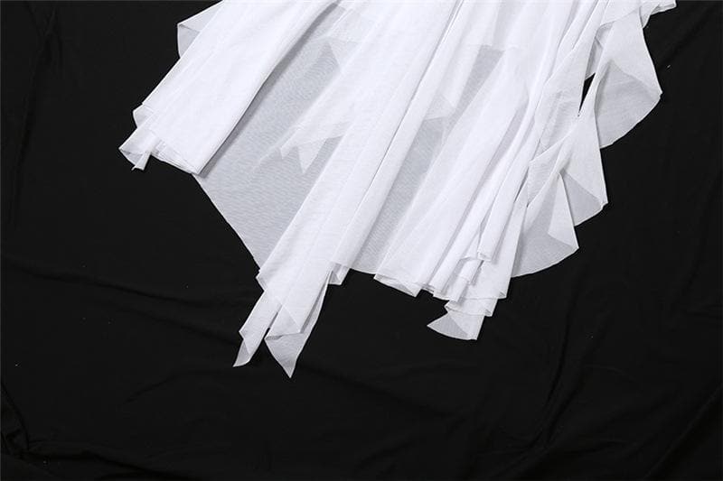 V neck sheer mesh ruffle cami midi dress