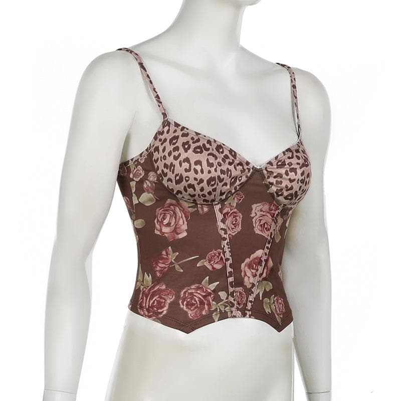 Flower print backless cami top