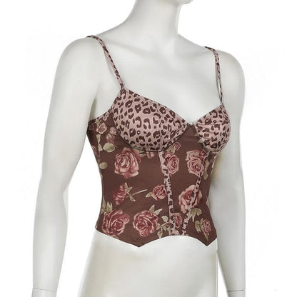 Flower print backless cami top