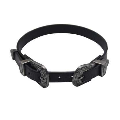 PU leather buckle adjustable choker necklace