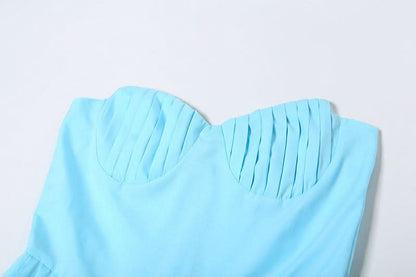 Sweetheart neck backless ruched solid maxi dress