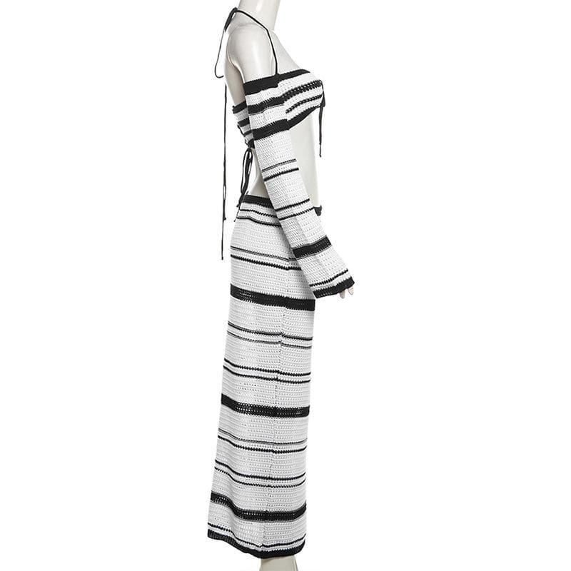 Long sleeve knitted maxi skirt set