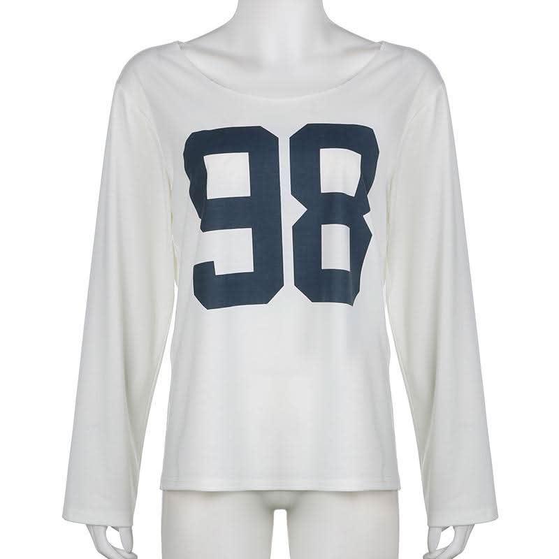 Long sleeve crewneck "98" print top
