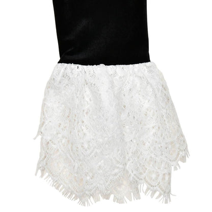 Long flared sleeve lace patchwork velvet zip-up top