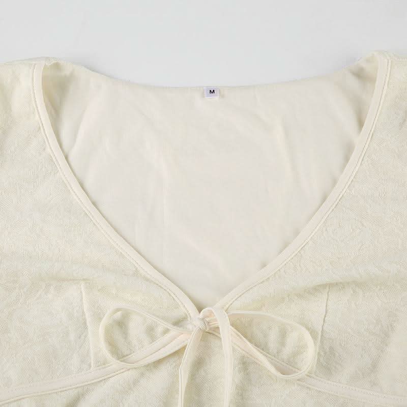 V neck long sleeve lace bowknot maxi dress