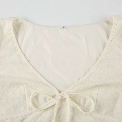 V neck long sleeve lace bowknot maxi dress