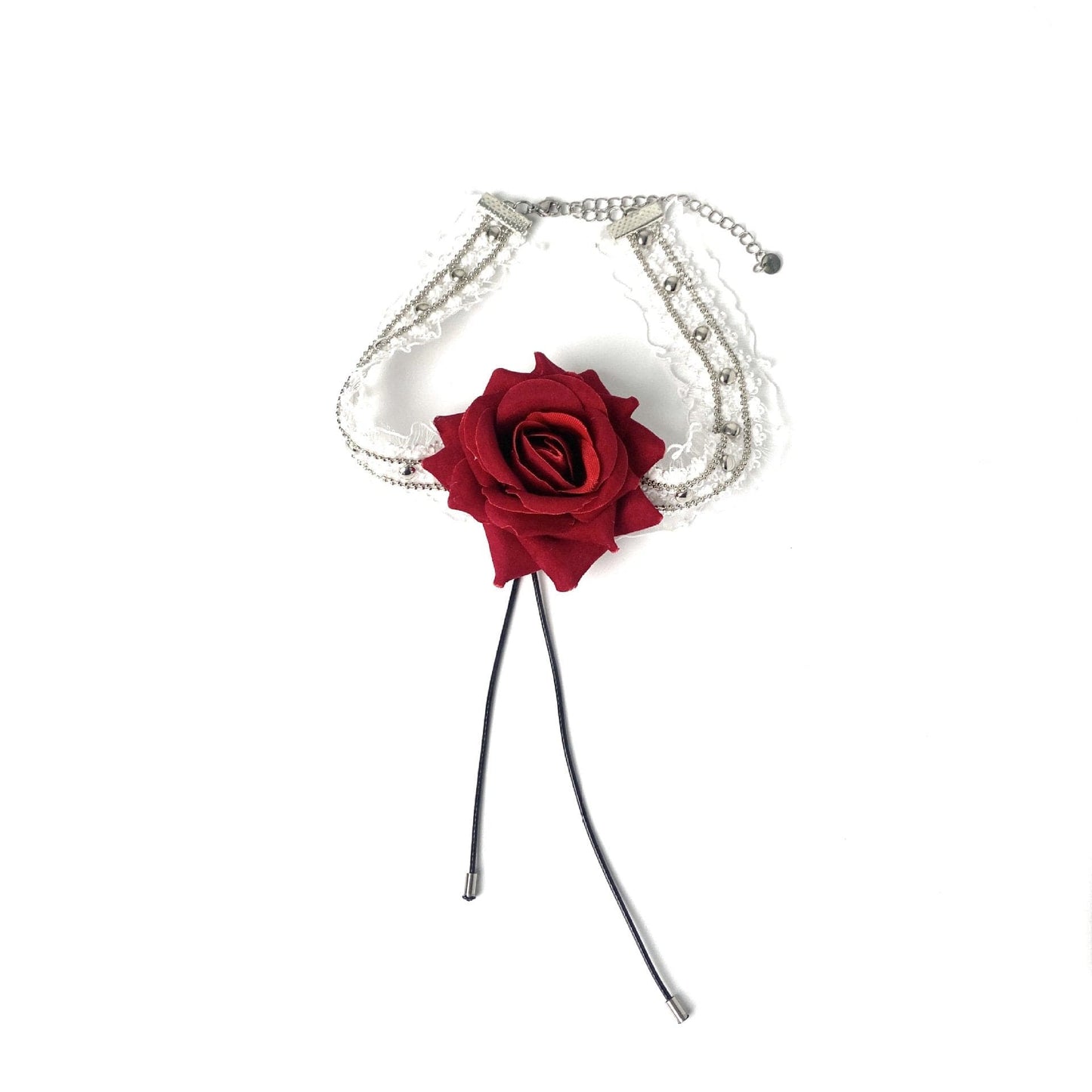 Flower decor ruffle lace choker necklace
