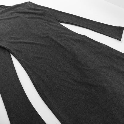 Long sleeve slit high neck solid maxi dress