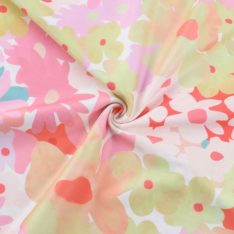 Ruched flower print backless tube maxi dress