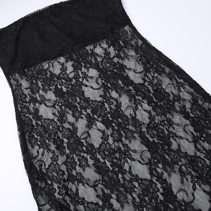 Floral Lace Strapless Tube Side Slit Backless Mini Dress