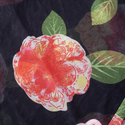 Sheer mesh flower print contrast maxi skirt