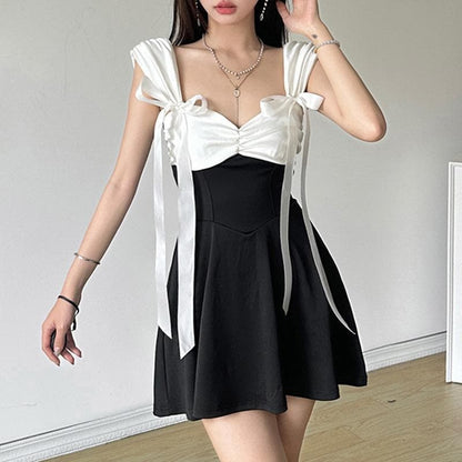 Off shoulder ruched bowknot mini dress