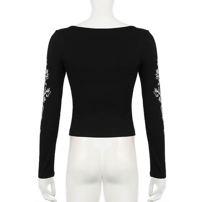 Long sleeve crewneck abstract top