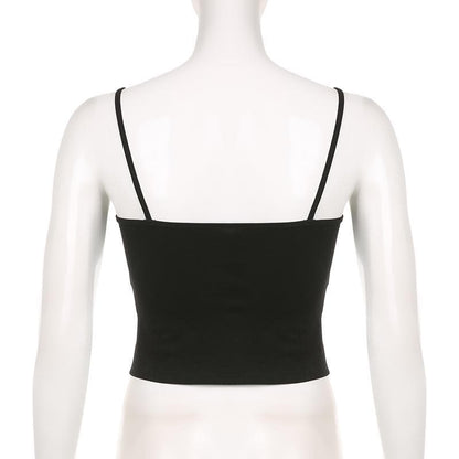 Abstract contrast backless square neck cami top
