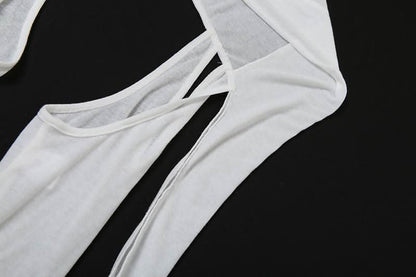 Hoodie long sleeve hollow out shrug mini skirt set