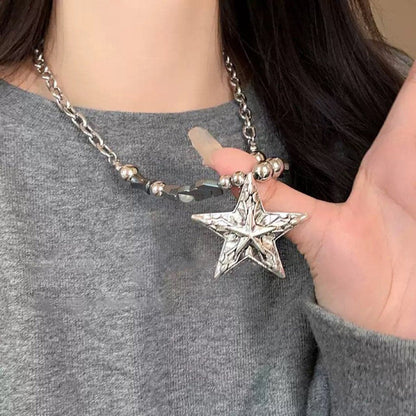 Star pendant faux pearl pendant necklace