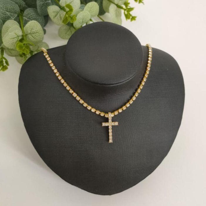 Initials pendant rhinestone chocker