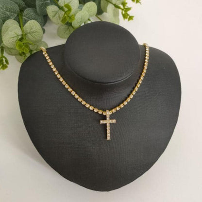 Initials pendant rhinestone chocker