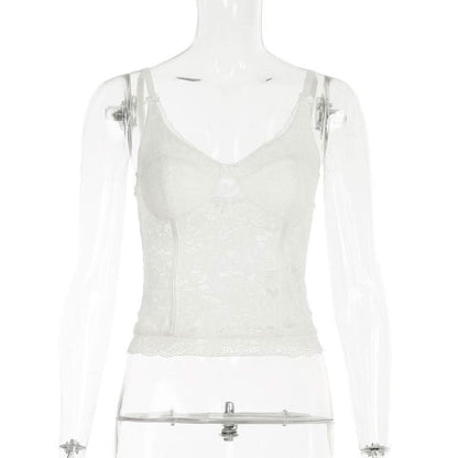 V neck lace bowknot cami top