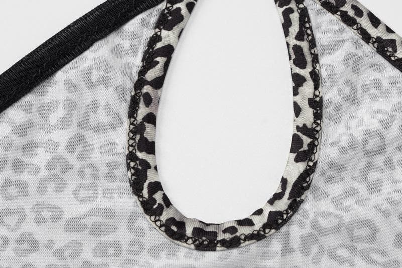 Leopard print cross front hollow out cami cut out top