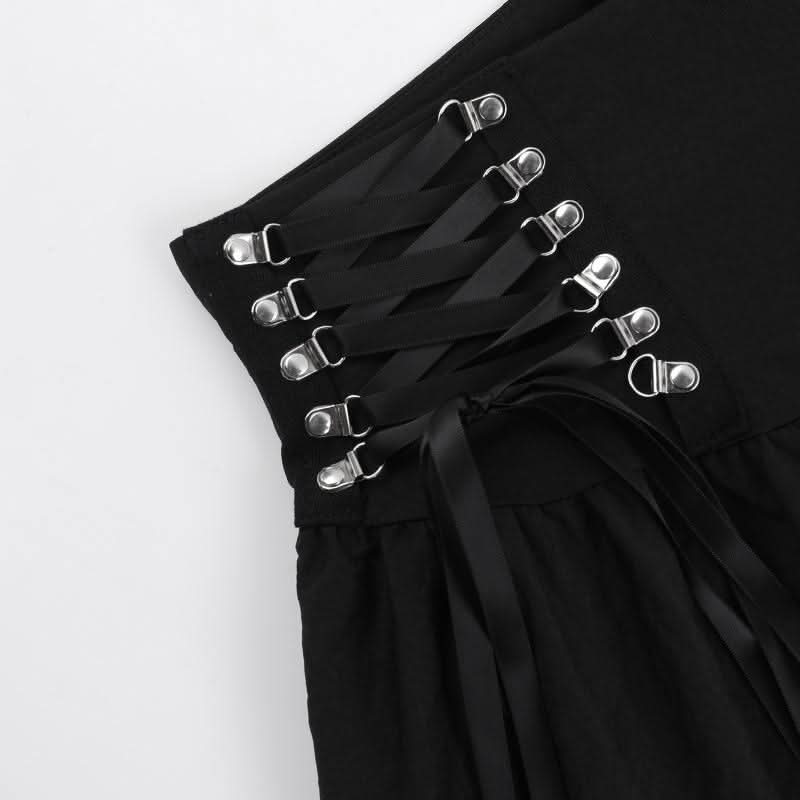 Lace up self tie o ring mini skirt