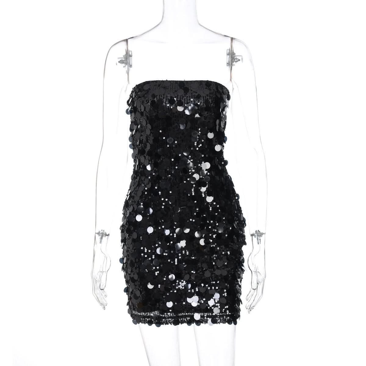 Glitter backless tube mini dress