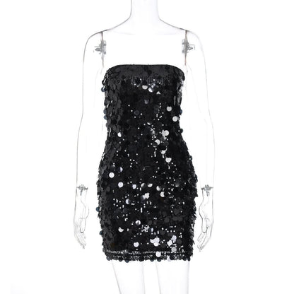 Glitter backless tube mini dress