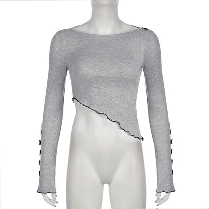 Long sleeve bowknot ruffle crop top